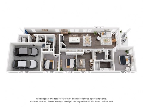 Floor plan for 4 beds, 2.5 baths, 1772 sqft